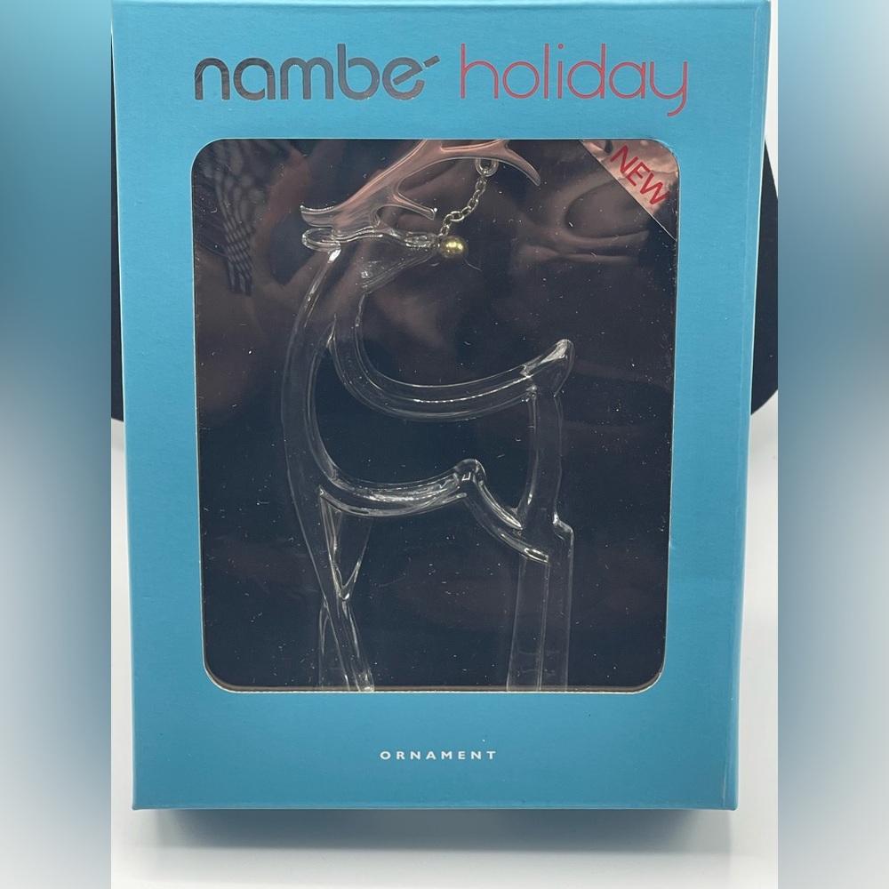 Nambe Silver Glass Reindeer Ornament